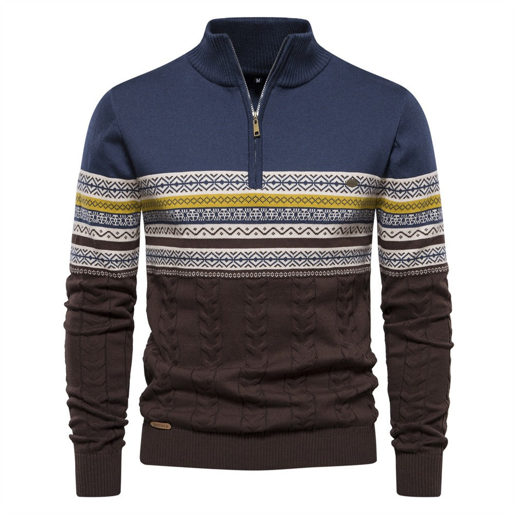 Men's Half-Zip Stand Collar Polo Sweater