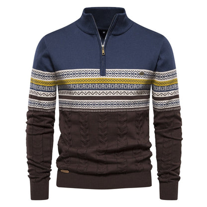 Men's Half-Zip Stand Collar Polo Sweater