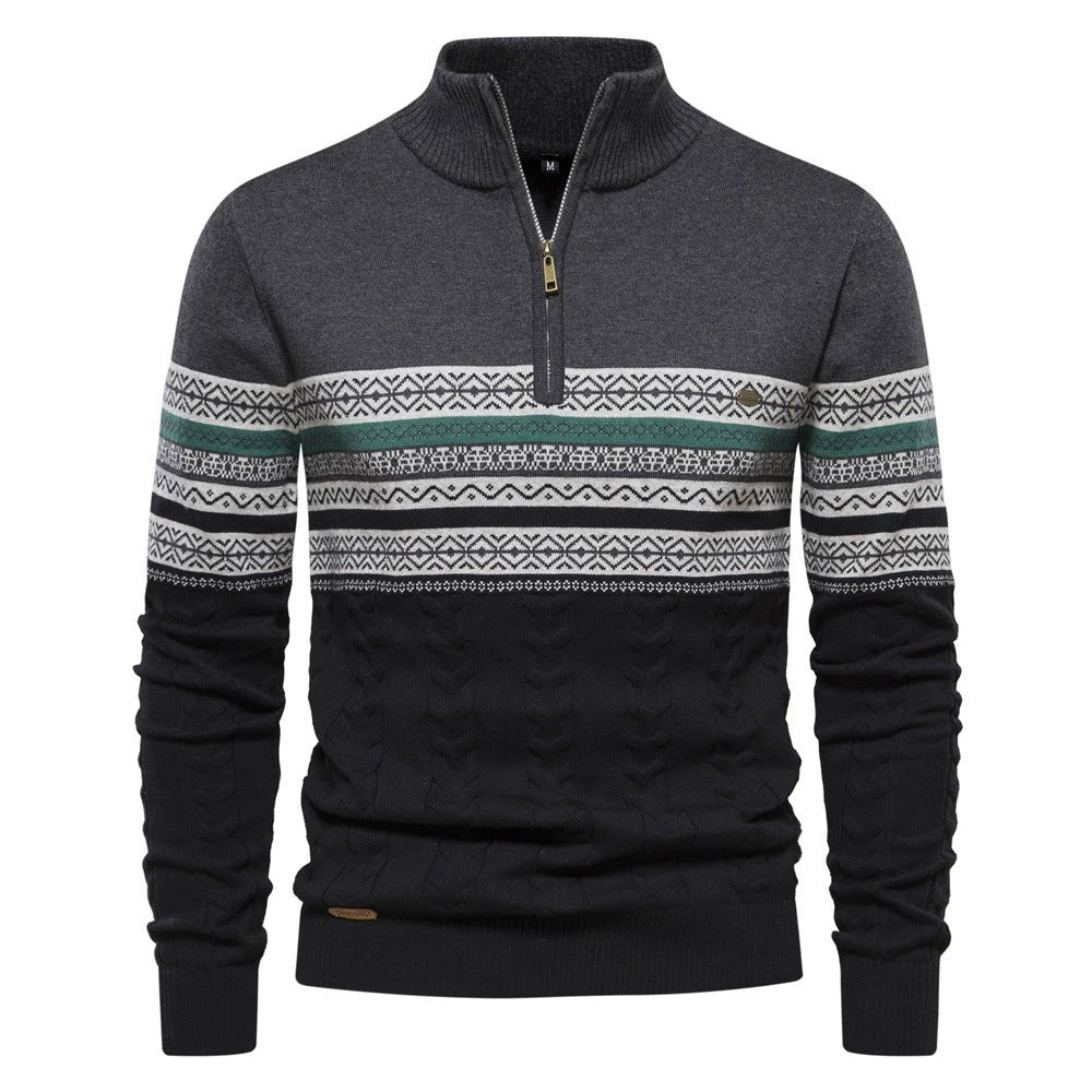 Men's Half-Zip Stand Collar Polo Sweater