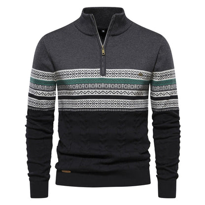 Men's Half-Zip Stand Collar Polo Sweater