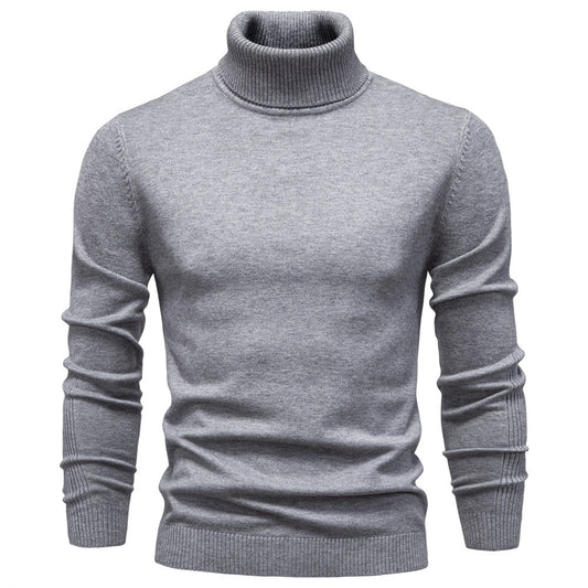 Men’s Solid Color Turtleneck Knit Sweater