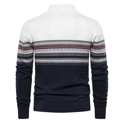Men's Half-Zip Stand Collar Polo Sweater