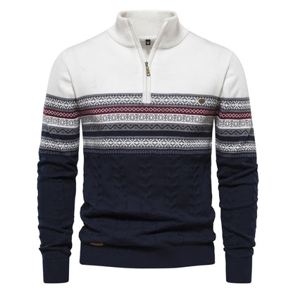 Men's Half-Zip Stand Collar Polo Sweater