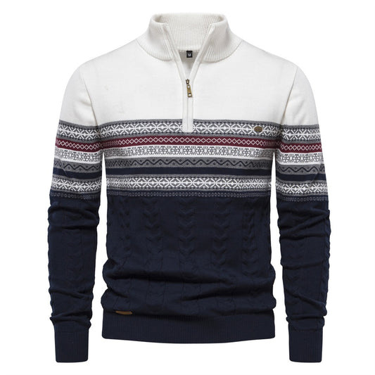 Men's Half-Zip Stand Collar Polo Sweater