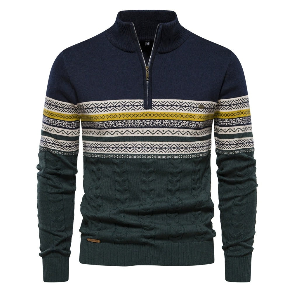 Men's Half-Zip Stand Collar Polo Sweater