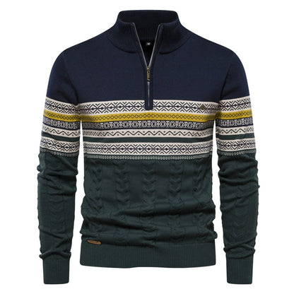 Men's Half-Zip Stand Collar Polo Sweater